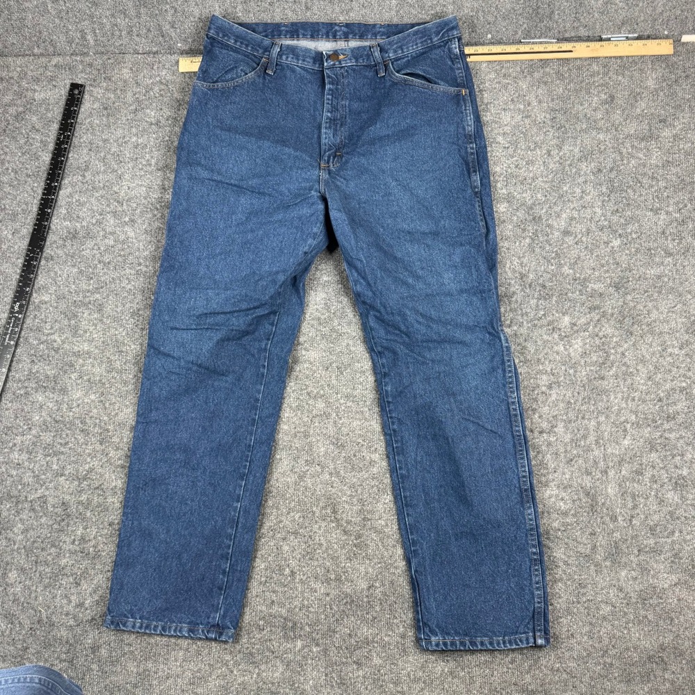 Rustler Jeans Mens Size 38x32 Blue Straight Leg Cotton Denim Five Pocket Casual